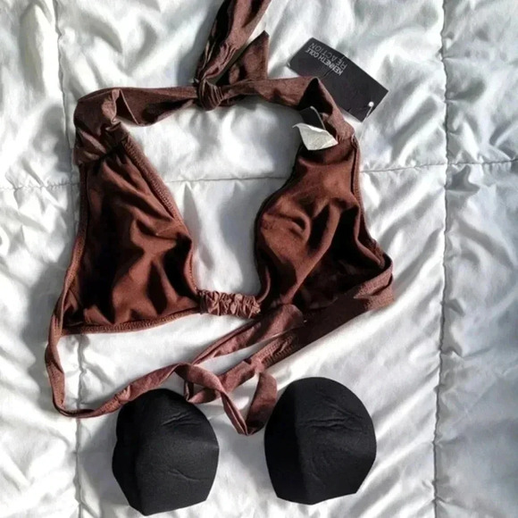 Kenneth Cole Reaction Brown Triangle Bikini Top with Removable Pads Size M - Picture 6 of 6